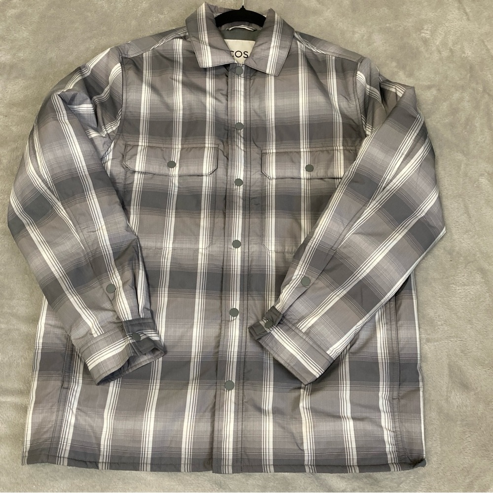 COS Gray Shirt Jacket Plaid Light  Men's size M - Picture 10 of 15